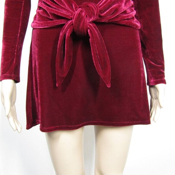 LOVERS & FRIENDS NWT VELVET Lucia Burgandy Red WHIMSIGOTH Party Mini Dress S - Picture 3 of 10
